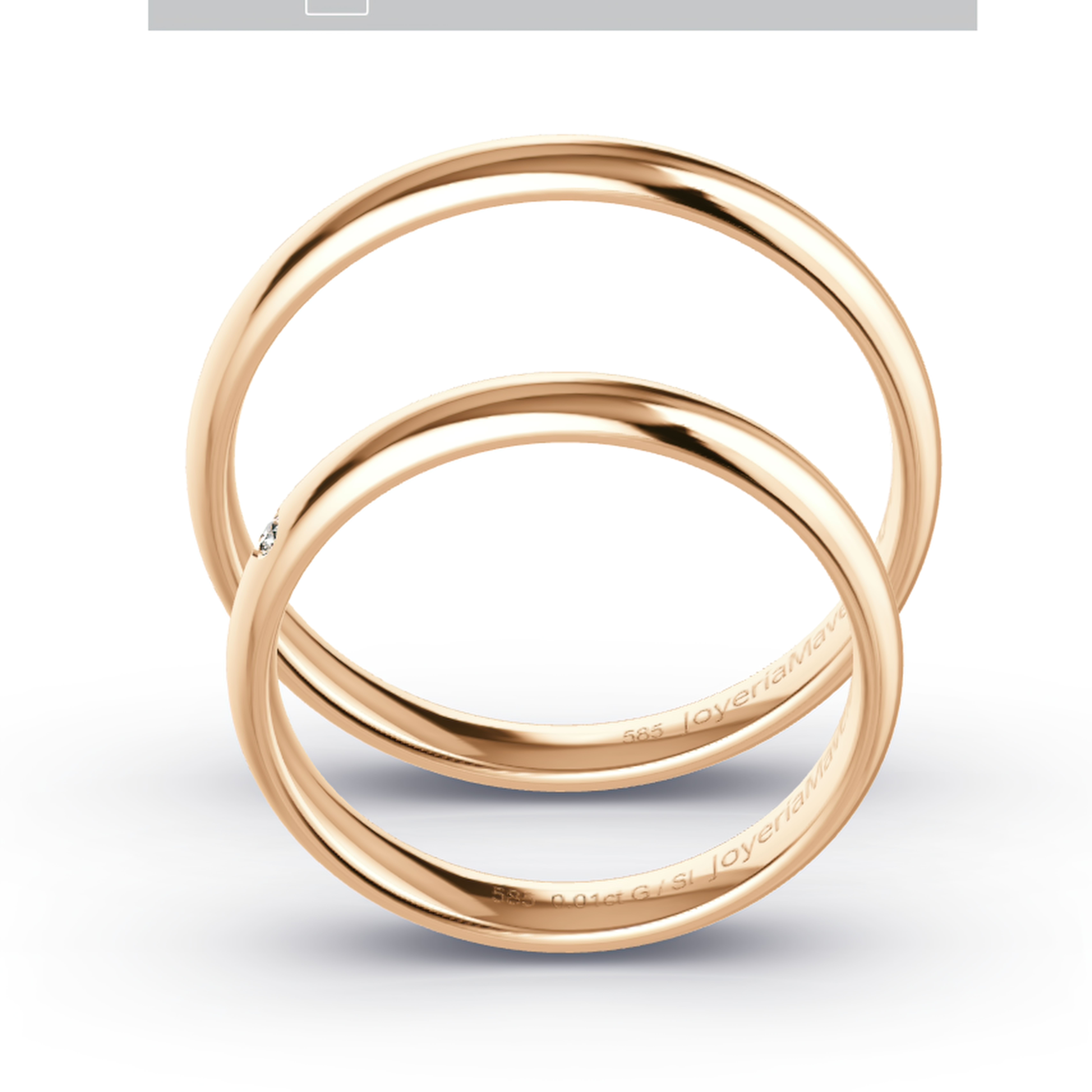 Argollas Matrimonio Modelo Inglés. Oro18 Kilates Liga Rosado, con Diamante. ATI 4751-12 - Imagen 4