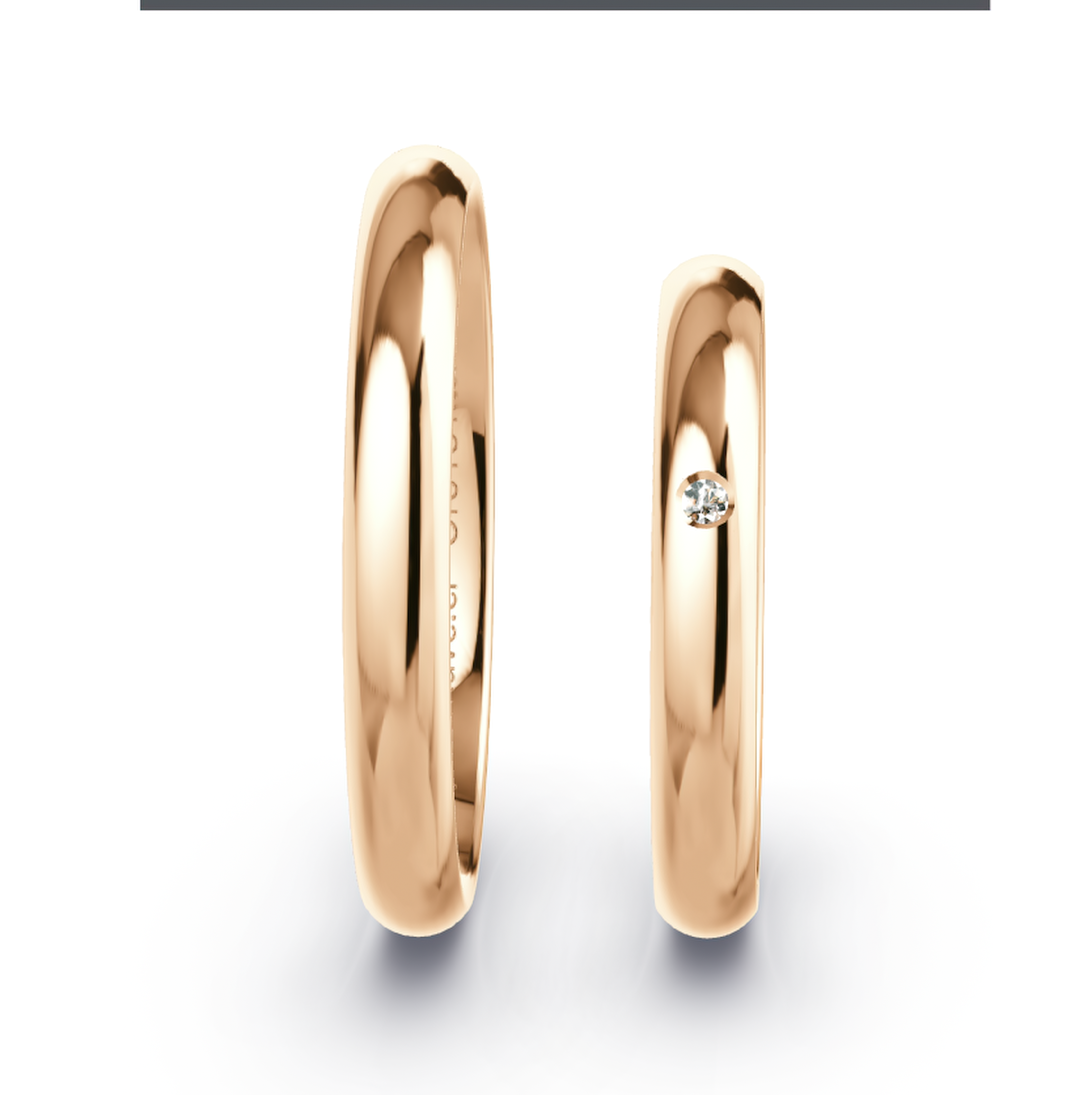 Argollas Matrimonio Modelo Inglés. Oro18 Kilates Liga Rosado, con Diamante. ATI 4751-12 - Imagen 6