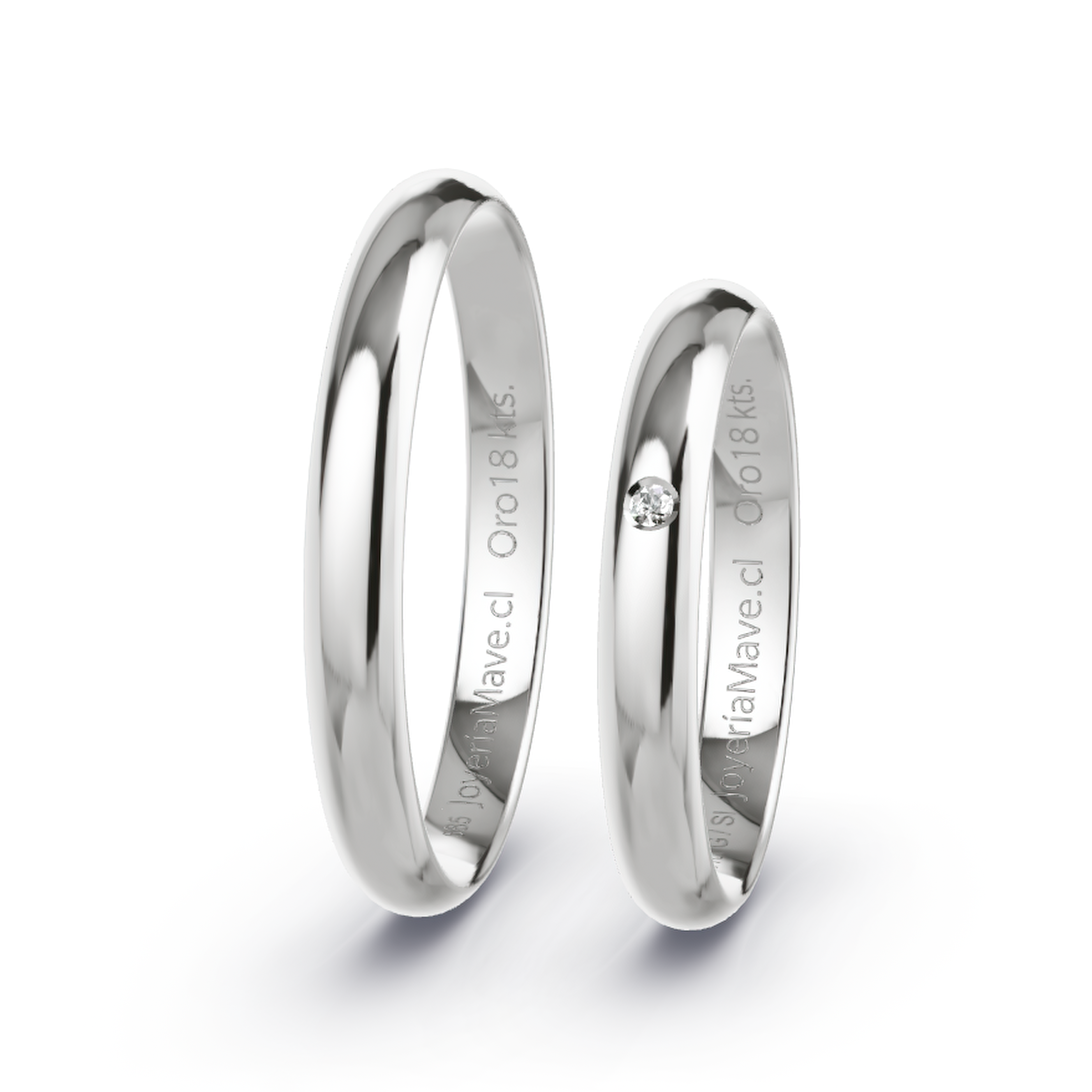 Argollas Matrimonio Modelo Inglés. Oro Blanco de18 Kilates Liga, con Diamante. ATI 4752-12 - Imagen 2