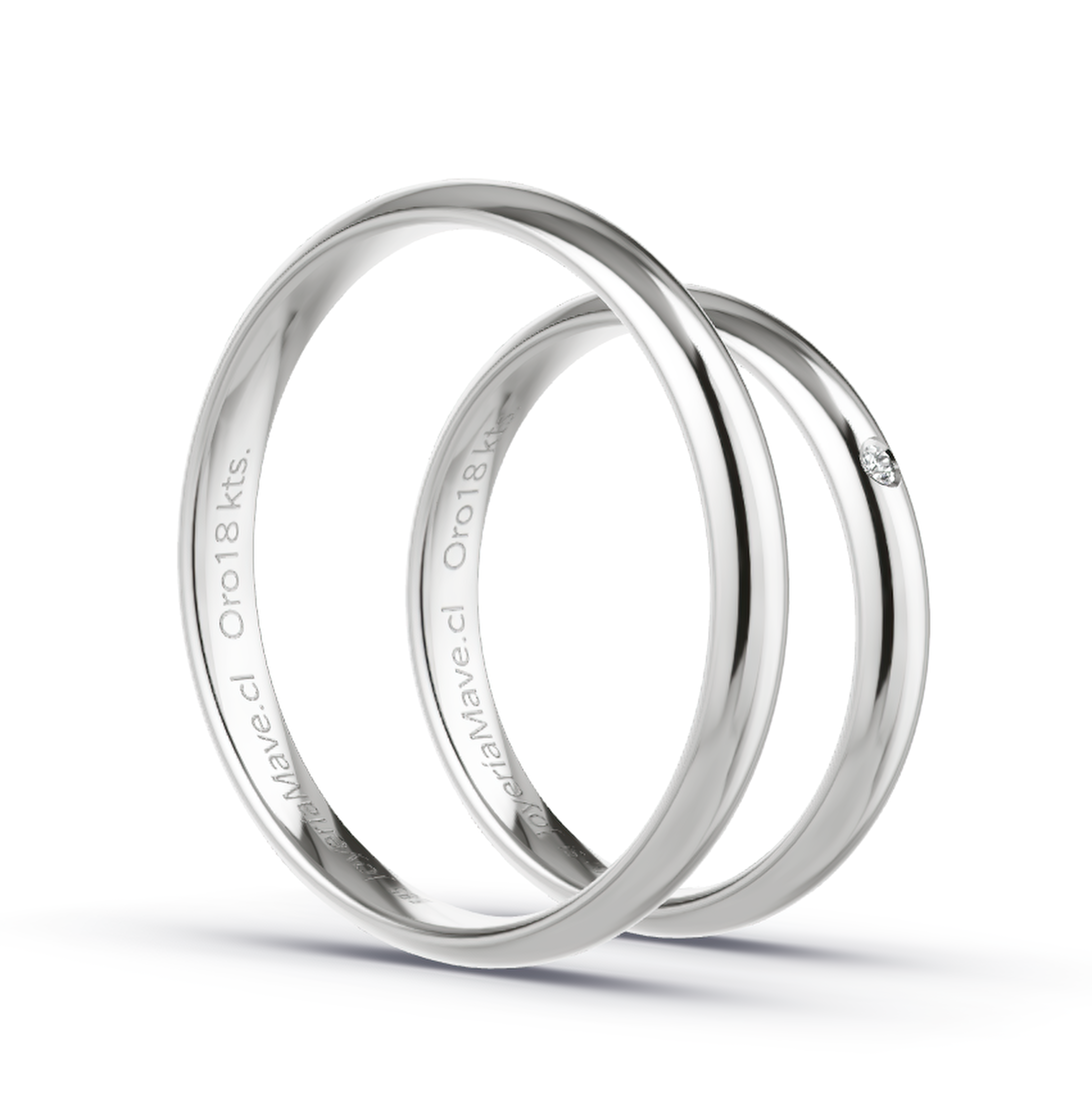 Argollas Matrimonio Modelo Inglés. Oro Blanco de18 Kilates Liga, con Diamante. ATI 4752-12 - Imagen 5