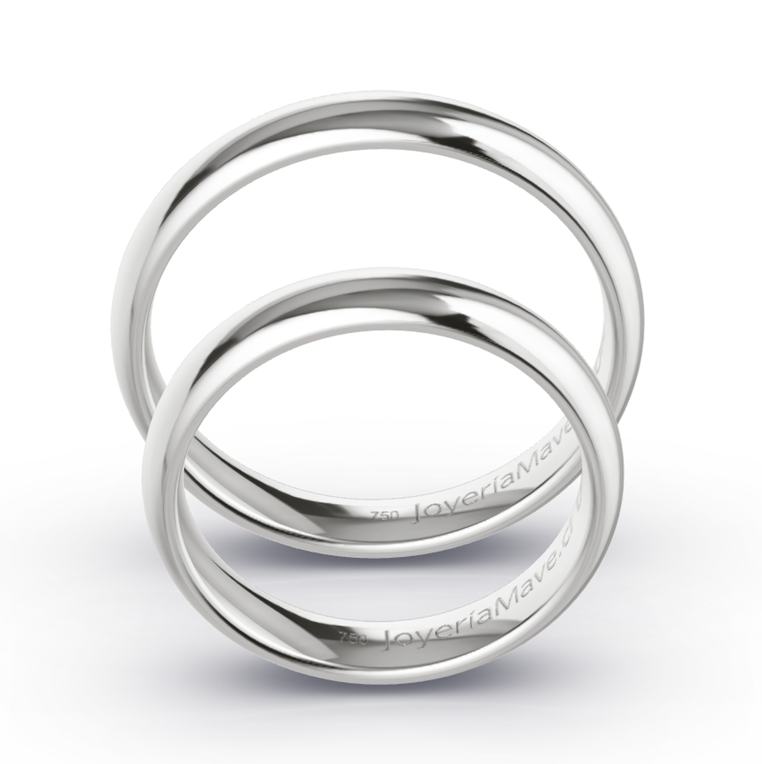 Argollas Matrimonio. Modelo Inglés. Oro Blanco. 18 Kilates Liga. 4702-12 - Imagen 3
