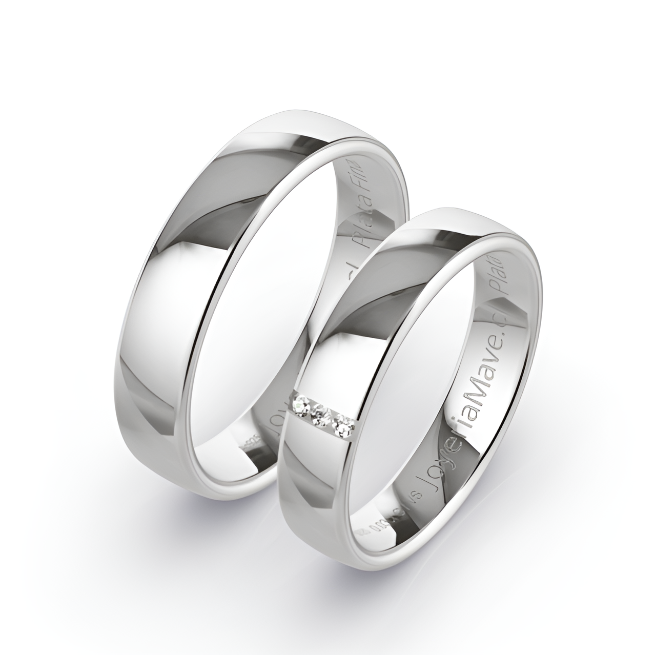 Argollas Matrimonio. Plata Fina. Media Caña leve. 5mm. 3 Circones. 13 grs. Modelo 9150 - Imagen 2