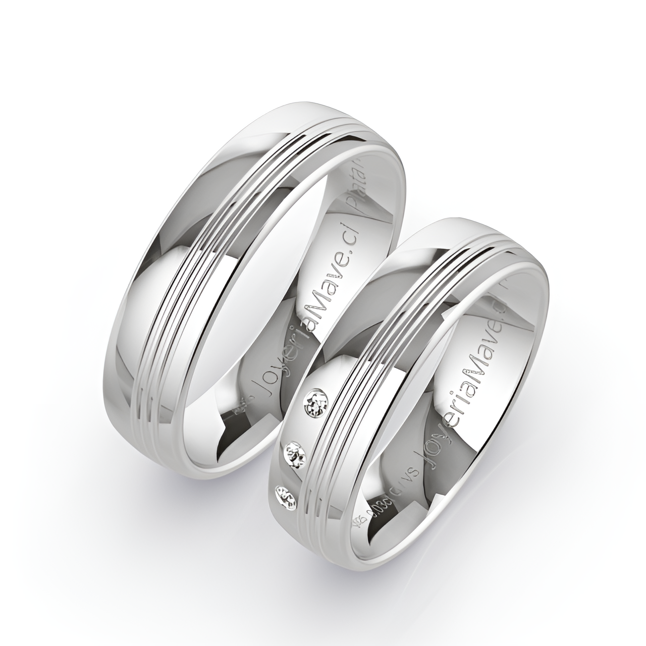Argollas Matrimonio. Plata Fina. Media Caña. 5.5mm. 3 Circones. 15 grs. Modelo 9140 - Imagen 2