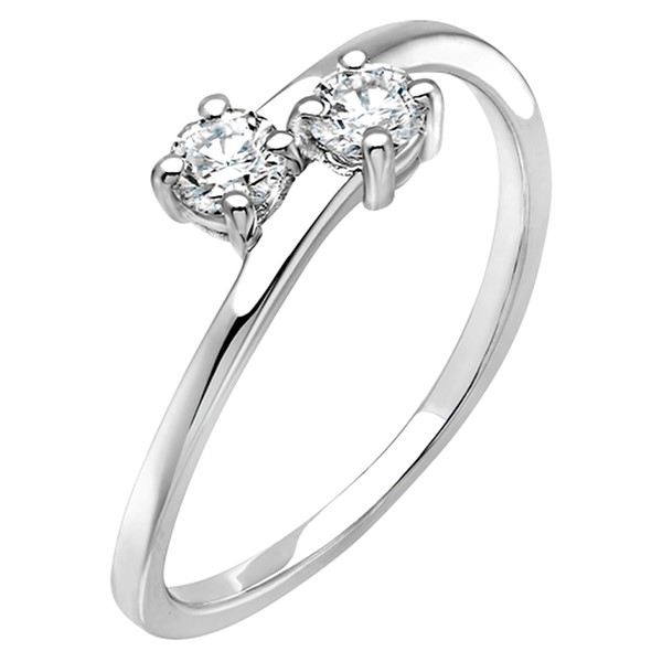 Anillo de Compromiso Oro Blanco 18 Kilates Liga. Dos Diamantes Naturales. Modelo 3030.