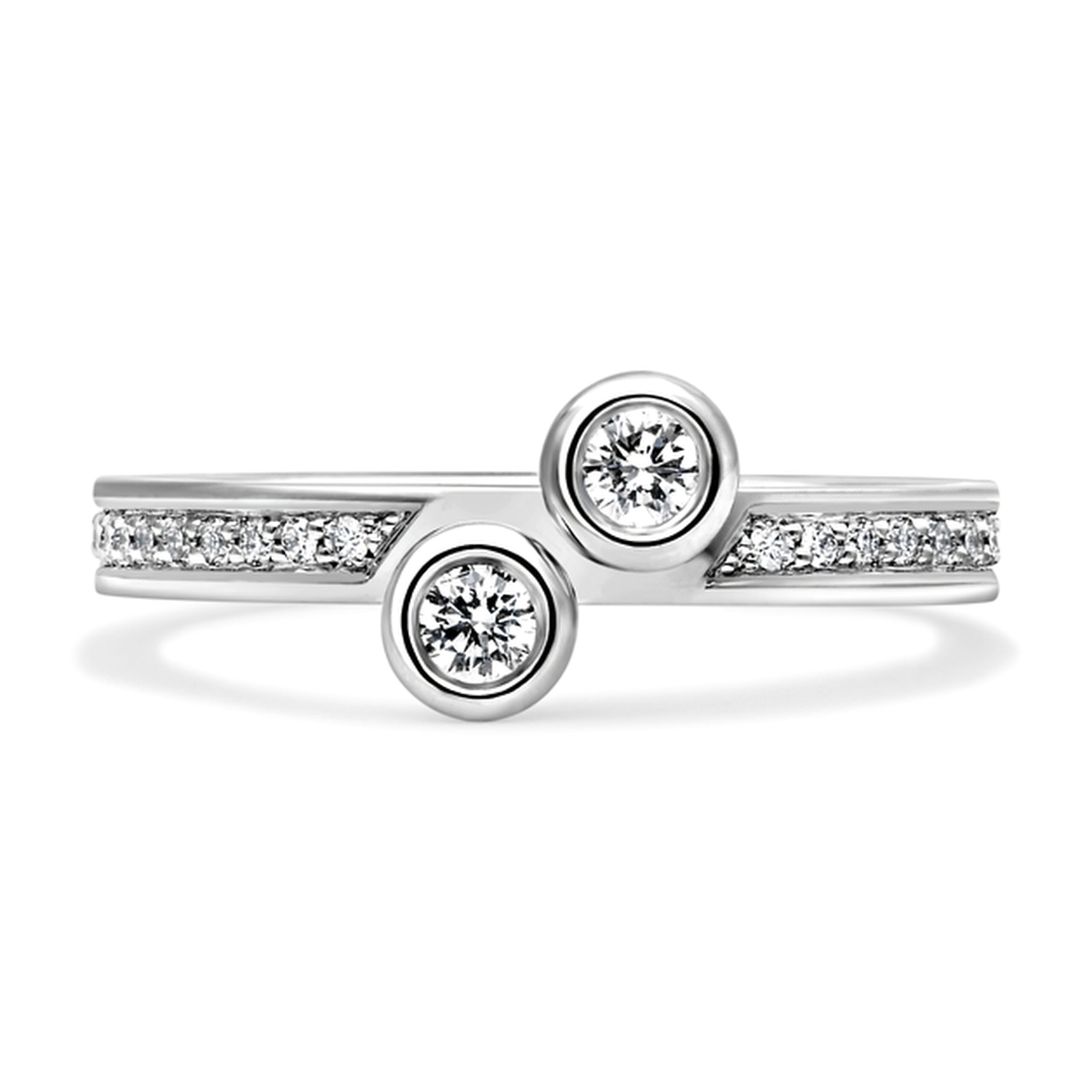 Anillo de Compromiso Oro Blanco 18 Kilates Liga. Dos Diamantes Naturales. Modelo 3090 - Imagen 2