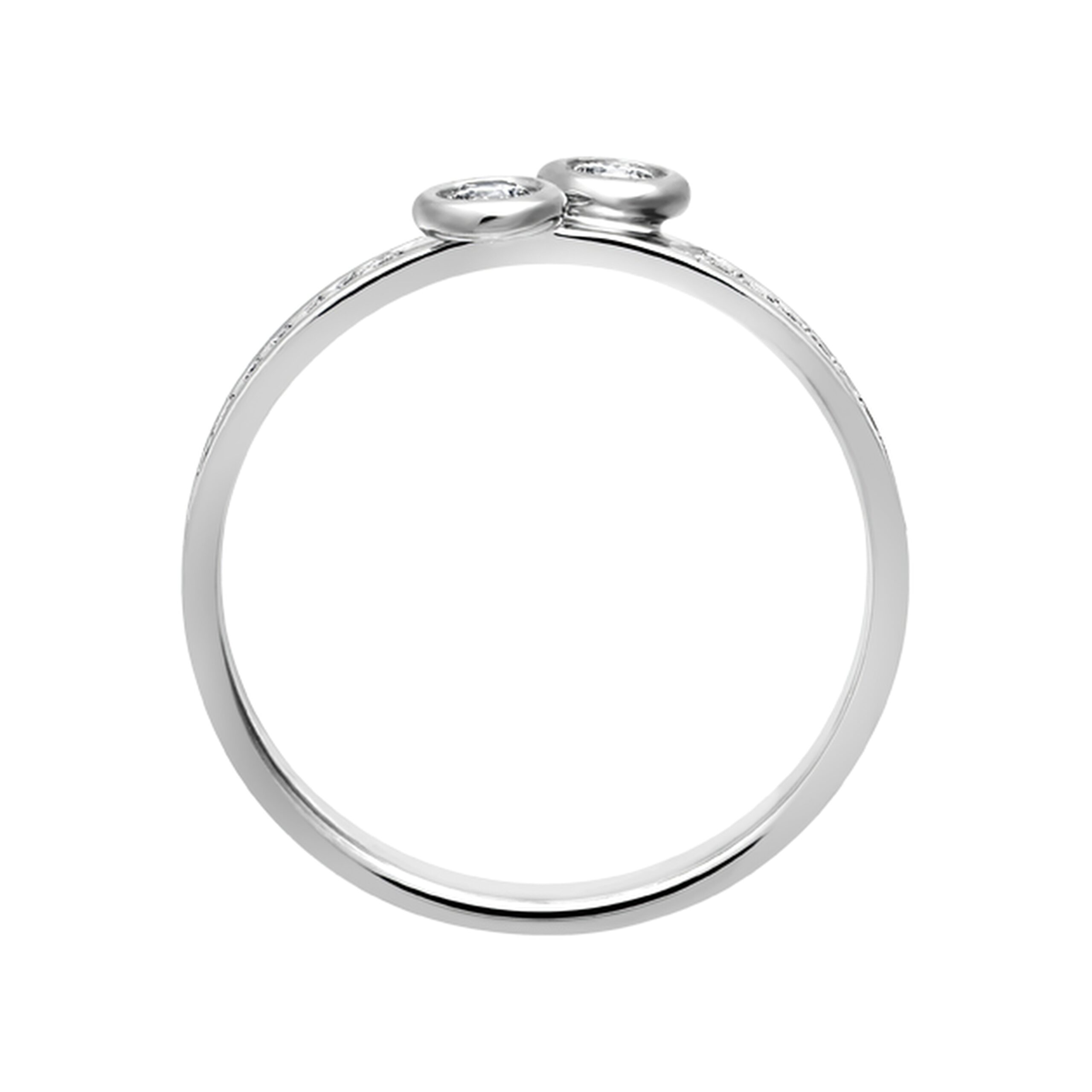 Anillo de Compromiso Oro Blanco 18 Kilates Liga. Dos Diamantes Naturales. Modelo 3090 - Imagen 3