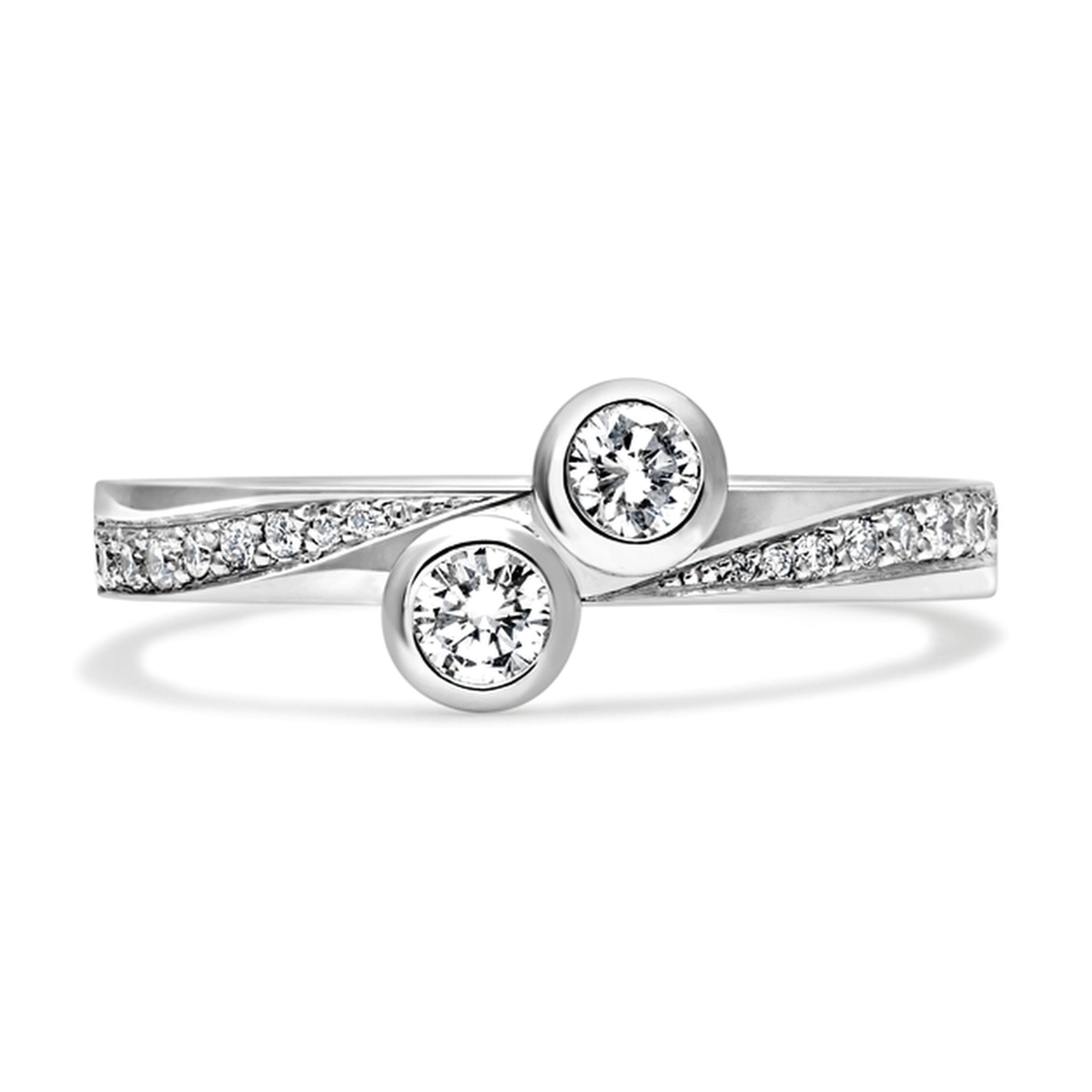 Anillo de Compromiso Oro Blanco 18 Kilates Liga. Dos Diamantes Naturales. Modelo 3080. - Imagen 2