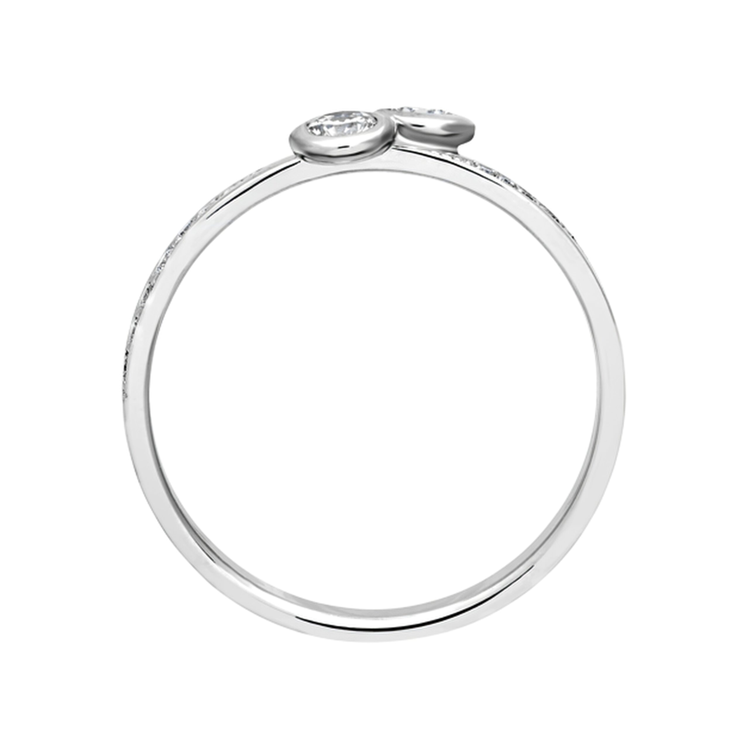 Anillo de Compromiso Oro Blanco 18 Kilates Liga. Dos Diamantes Naturales. Modelo 3080. - Imagen 3